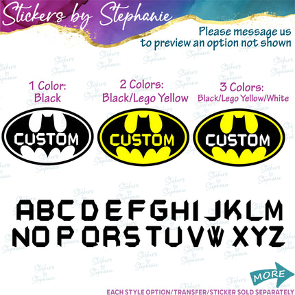 (s05C-013) Batman Monogram Custom Name Iron-On Transfer or Sticker