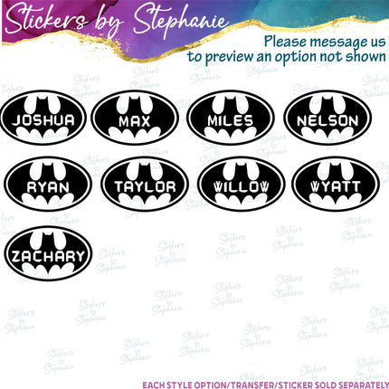 (s05C-013) Batman Monogram Custom Name Iron-On Transfer or Sticker