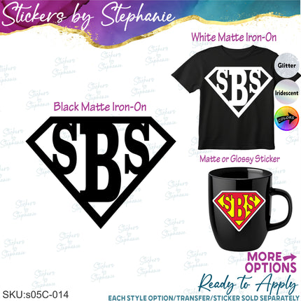 (s05C-014) Superman Monogram Iron-On Transfer or Sticker
