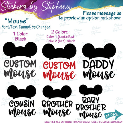 (s05C-015) Mickey Mouse Custom Text Iron-On Transfer or Sticker