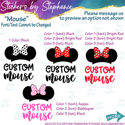(s05C-016) Minnie Mouse Custom Text Iron-On Transfer or Sticker