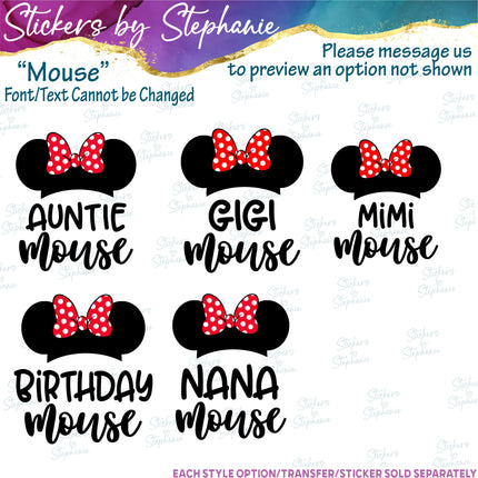 (s05C-016) Minnie Mouse Custom Text Iron-On Transfer or Sticker