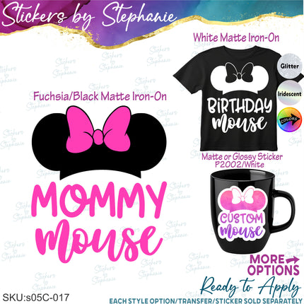 (s05C-017) Minnie Mouse Custom Text Iron-On Transfer or Sticker