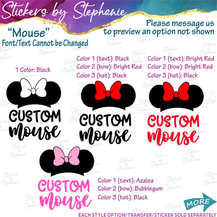 (s05C-017) Minnie Mouse Custom Text Iron-On Transfer or Sticker