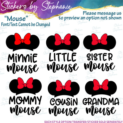 (s05C-017) Minnie Mouse Custom Text Iron-On Transfer or Sticker