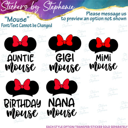 (s05C-017) Minnie Mouse Custom Text Iron-On Transfer or Sticker