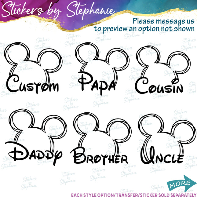 (s05C-002) Sketch Mickey Mouse Custom Text Iron-On Transfer or Sticker