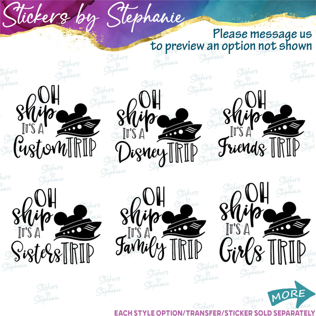 (s05C-004) Cruise Mickey Mouse Custom Text Iron-On Transfer or Sticker