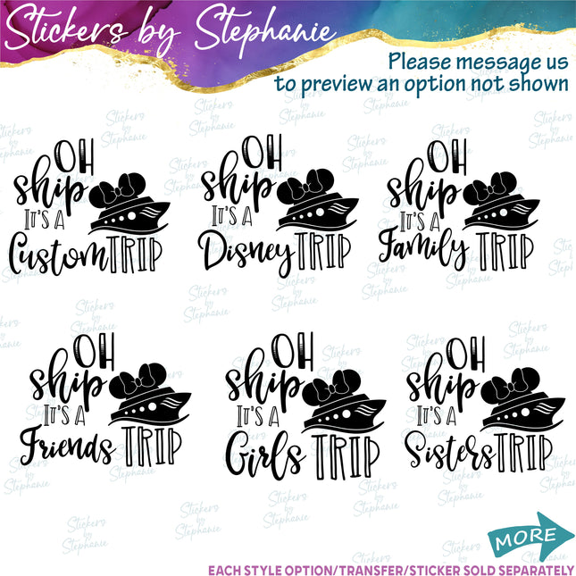 (s05C-005) Cruise Minnie Mouse Custom Text Iron-On Transfer or Sticker