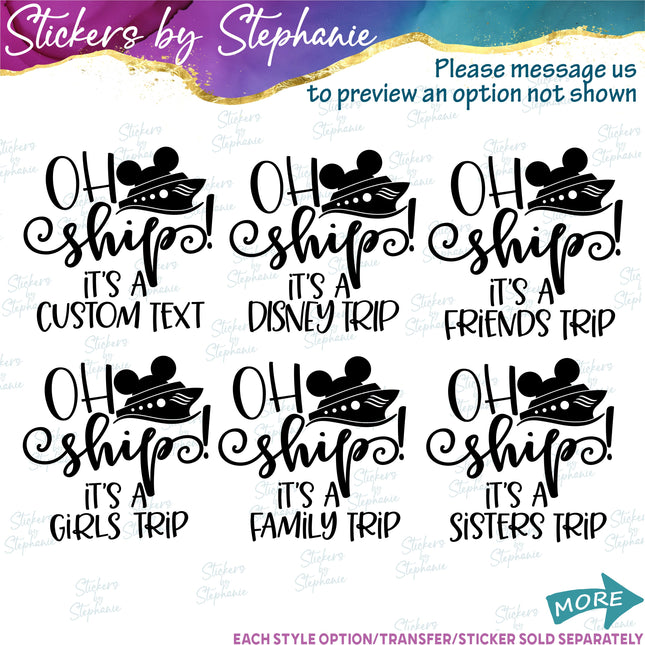 (s05C-006) Cruise Mickey Mouse Custom Text Iron-On Transfer or Sticker