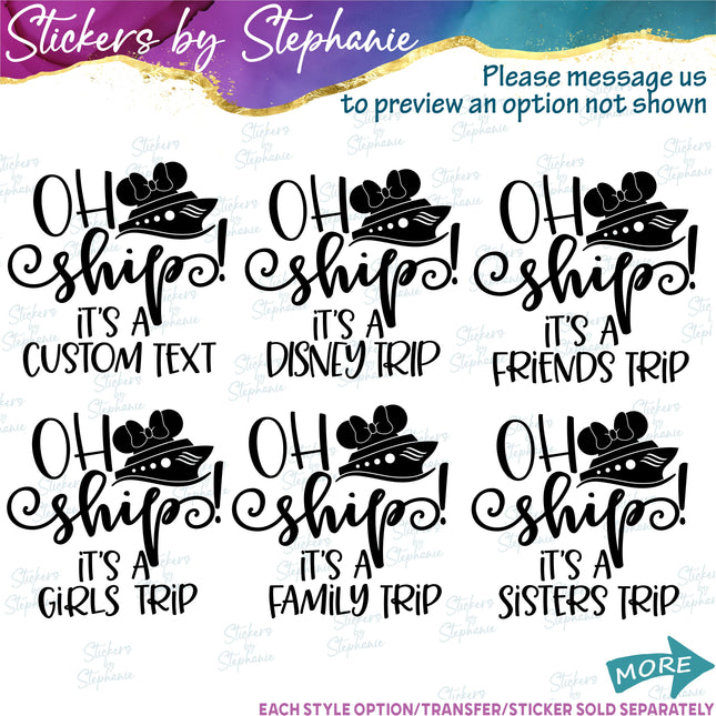 (s05C-007) Cruise Minnie Mouse Custom Text Iron-On Transfer or Sticker