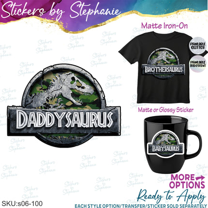 (s06-100) Camo Stone Dinosaur Logo Family Custom Iron-On Transfer or Sticker