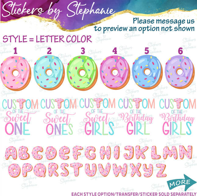 (s06-103) Mom of the Sweet One Birthday Girl Donut Family Custom Iron-On Transfer