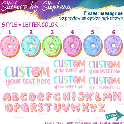 (s06-104) Mom of the Sweet One Birthday Girl Donut Family Custom Iron-On Transfer or Sticker