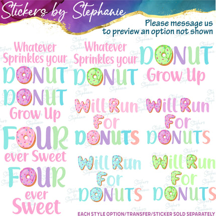 (s06-104) Mom of the Sweet One Birthday Girl Donut Family Custom Iron-On Transfer or Sticker