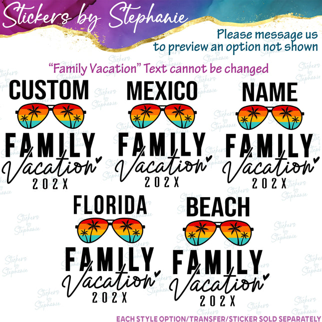 (s06-108) Retro Sunglasses Family Vacation Iron-On Transfer or Sticker