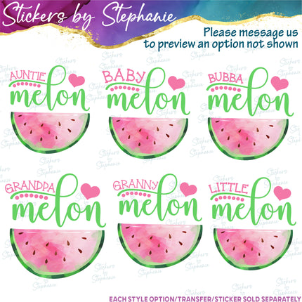 (s06-111) One in a Melon Family Custom Text Iron-On Transfer or Sticker
