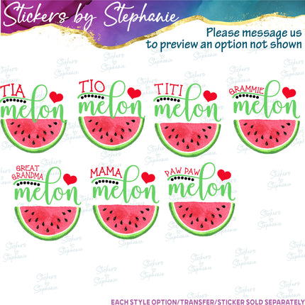 (s06-112) One in a Melon Family Custom Text Iron-On Transfer or Sticker