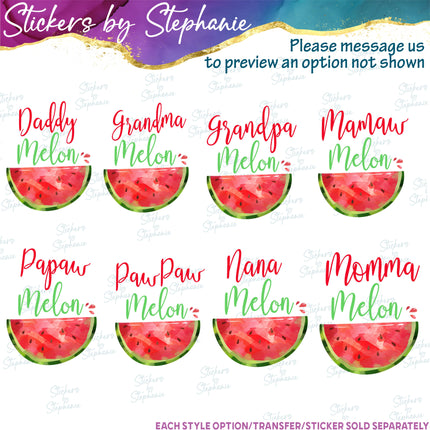 (s06-119) One in a Melon Family Custom Text Iron-On Transfer or Sticker