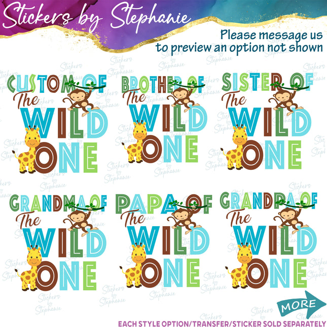 (s06-135) Mom Dad Family Custom of the Wild One Iron-On Transfer or Sticker
