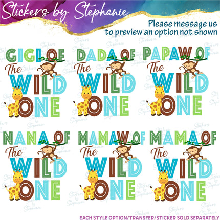 (s06-135) Mom Dad Family Custom of the Wild One Iron-On Transfer or Sticker
