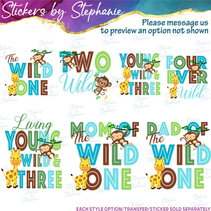 (s06-135) Mom Dad Family Custom of the Wild One Iron-On Transfer or Sticker