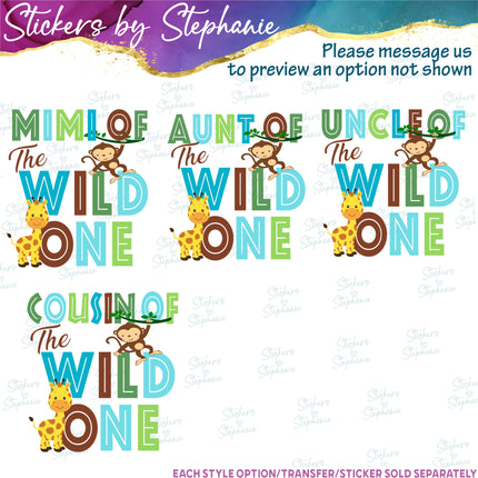 (s06-135) Mom Dad Family Custom of the Wild One Iron-On Transfer or Sticker