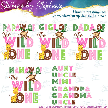 (s06-136) Mom Dad Family Custom of the Wild One Iron-On Transfer or Sticker