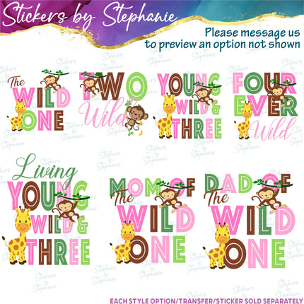 (s06-136) Mom Dad Family Custom of the Wild One Iron-On Transfer or Sticker