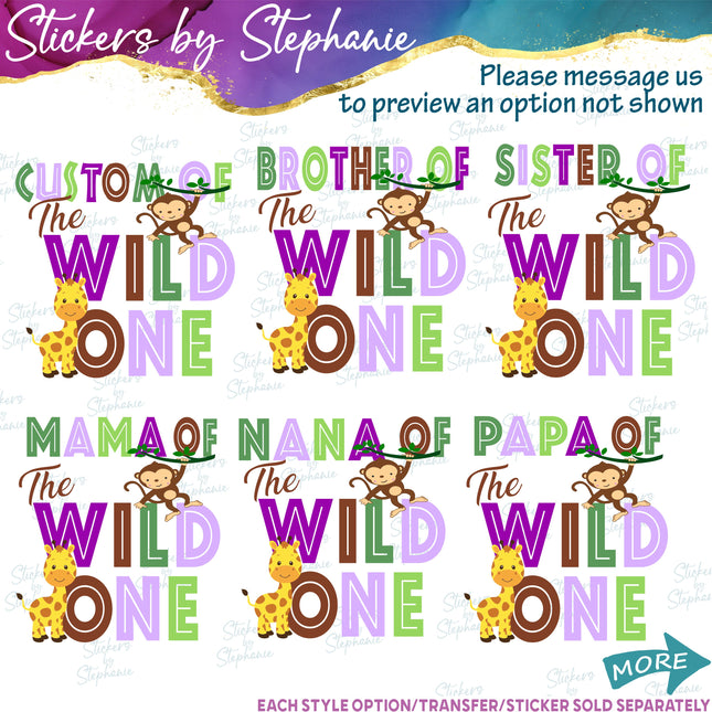 (s06-137) Mom Dad Family Custom of the Wild One Iron-On Transfer or Sticker