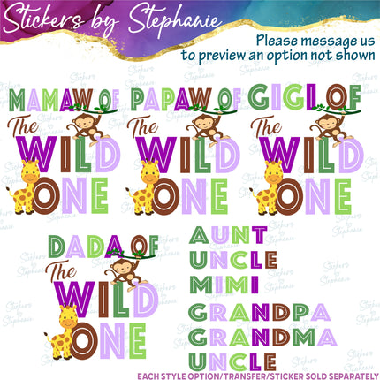 (s06-137) Mom Dad Family Custom of the Wild One Iron-On Transfer or Sticker
