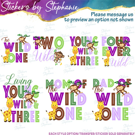 (s06-137) Mom Dad Family Custom of the Wild One Iron-On Transfer or Sticker