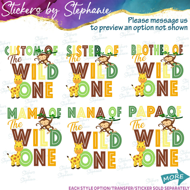 (s06-138) Mom Dad Family Custom of the Wild One Iron-On Transfer or Sticker