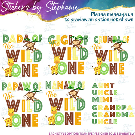 (s06-138) Mom Dad Family Custom of the Wild One Iron-On Transfer or Sticker