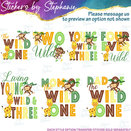 (s06-138) Mom Dad Family Custom of the Wild One Iron-On Transfer or Sticker