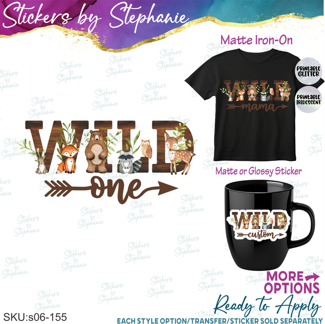 (s06-155) Mom Dad Family Custom Wild One Iron-On Transfer or Sticker