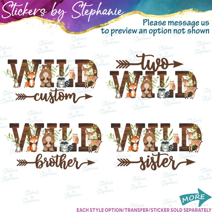(s06-155) Mom Dad Family Custom Wild One Iron-On Transfer or Sticker
