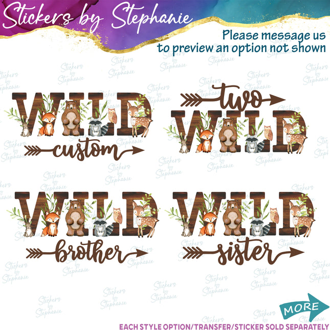 (s06-155) Mom Dad Family Custom Wild One Iron-On Transfer or Sticker