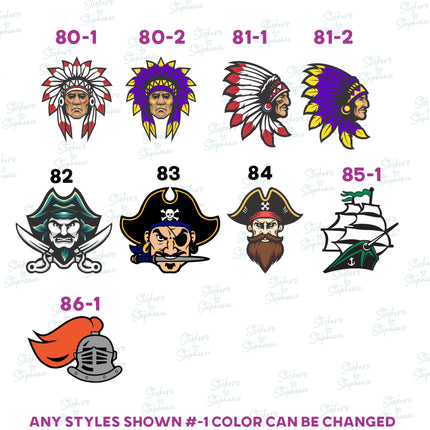 (s02-341) Sports Team Mascots Illustrated Graphic Iron-On Transfer or Sticker