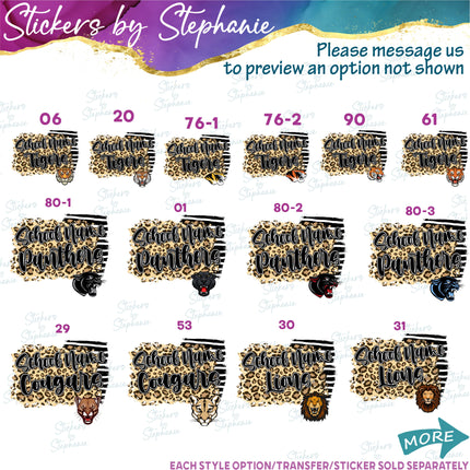 (s06-192) Mascot School Name Team Text Custom Iron-On Transfer or Sticker