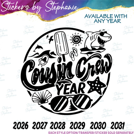 (s03Y-012) Cousin Crew Iron-On Transfer or Sticker
