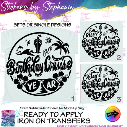 (s03Y-015) Birthday Cruise Iron-On Transfer or Sticker