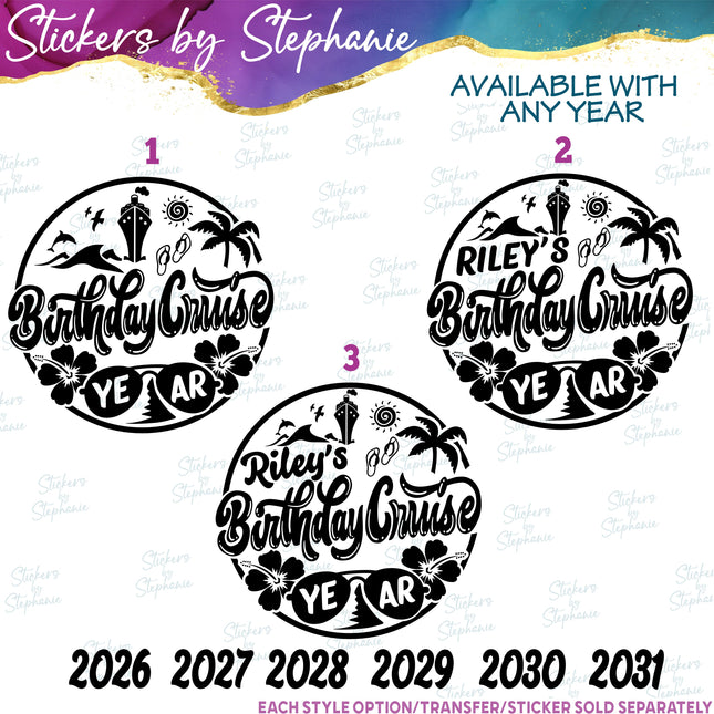 (s03Y-015) Birthday Cruise Iron-On Transfer