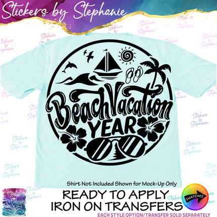(s03Y-017) Beach Vacation Iron-On Transfer or Sticker