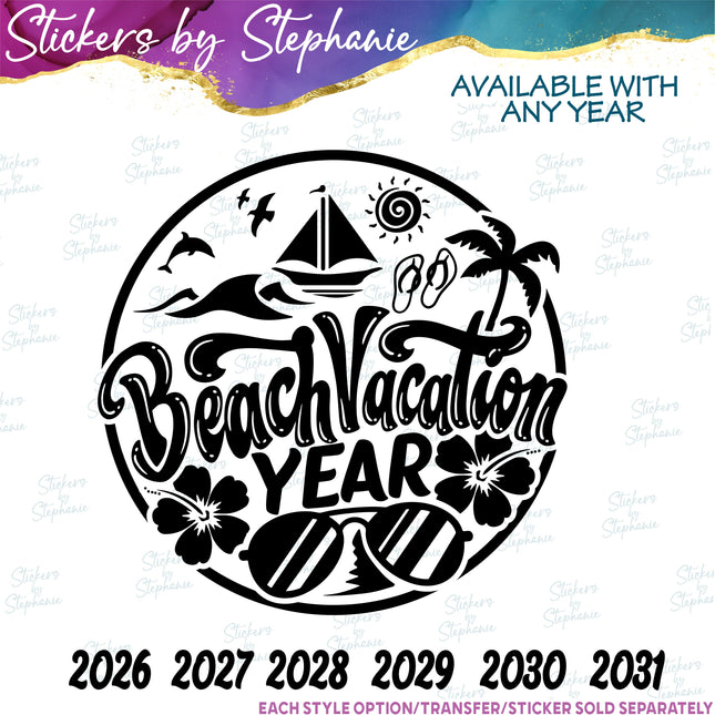 (s03Y-017) Beach Vacation Iron-On Transfer