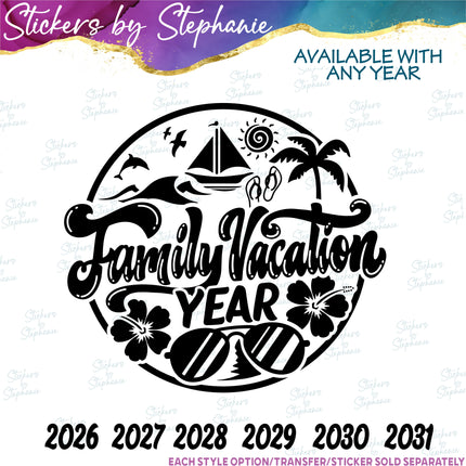 (s03Y-019) Family Vacation Iron-On Transfer or Sticker