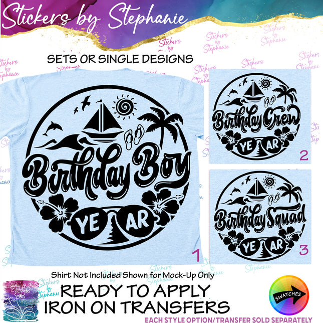 (s03Y-020) Birthday Boy Crew Squad Iron-On Transfer