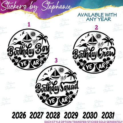 (s03Y-020) Birthday Boy Crew Squad Iron-On Transfer or Sticker