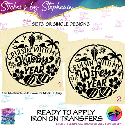 (s03Y-024) Cruisin' with My Hubby Wifey Iron-On Transfer or Sticker