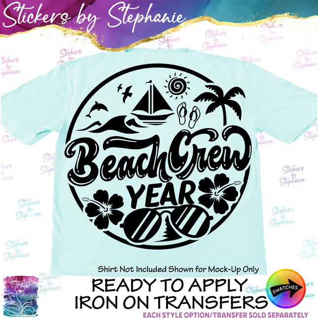 (s03Y-026) Beach Crew Iron-On Transfer